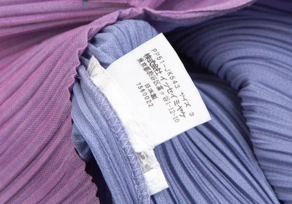 プリーツプリーズPLEATS PLEASE フラワーチュールレイヤード七分袖カットソー 紫青3 K-113841_013