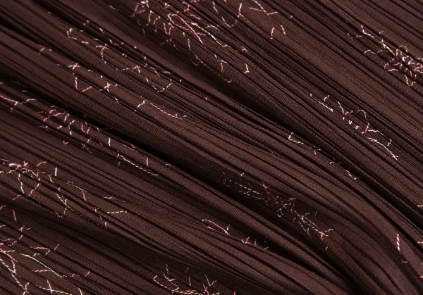 プリーツプリーズPLEATS PLEASE フラワー刺繍プリーツスカート 赤茶2 K-113849_008