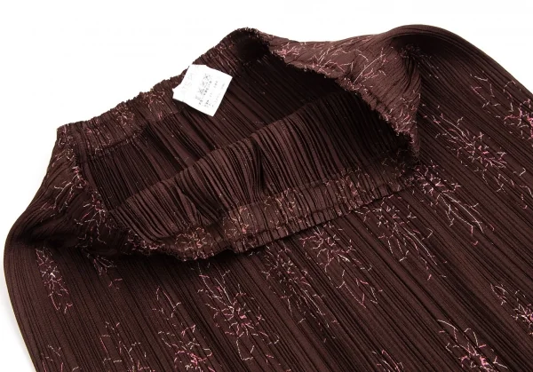 プリーツプリーズPLEATS PLEASE フラワー刺繍セットアップ 赤茶3/2 K-113850_014