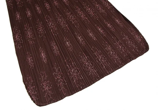 プリーツプリーズPLEATS PLEASE フラワー刺繍セットアップ 赤茶3/2 K-113850_015