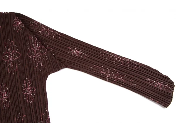 プリーツプリーズPLEATS PLEASE フラワー刺繍セットアップ 赤茶3/2 K-113850_005