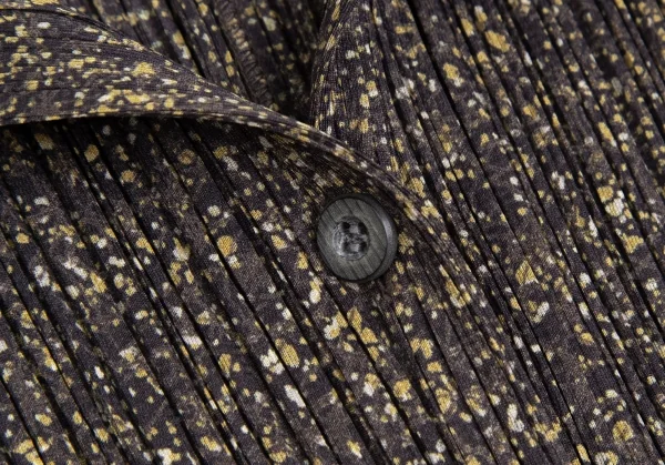 プリーツプリーズPLEATS PLEASE マーブルプリントロングシャツ 茶黒3 K-113851_005
