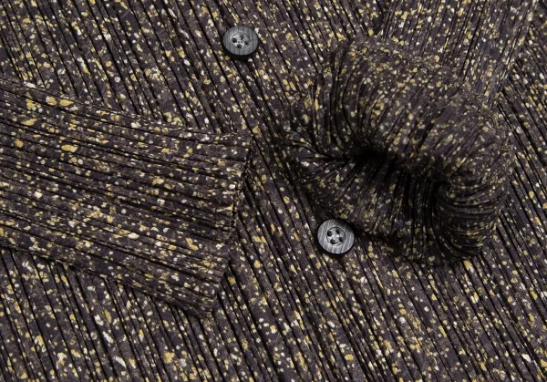 プリーツプリーズPLEATS PLEASE マーブルプリントロングシャツ 茶黒3 K-113851_007