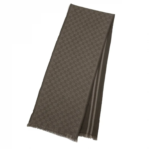 グッチGUCCI GG柄フリンジマフラー グレージュ K-113862_001
