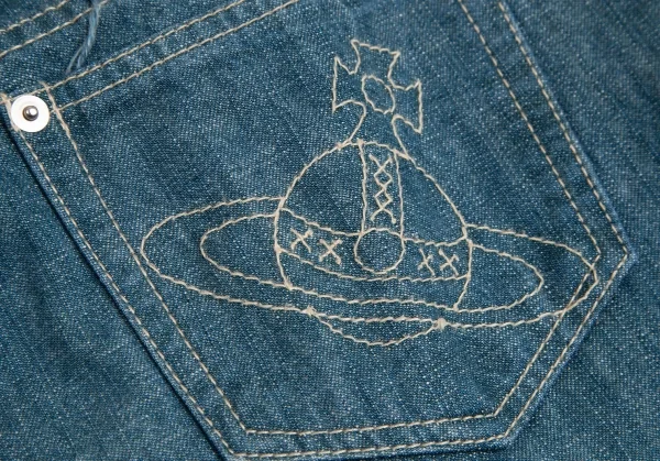 ヴィヴィアンウエストウッド レッドレーベルVivienne Westwood Red Label オーブ刺繍デニムパンツ 青3 K-113871_015