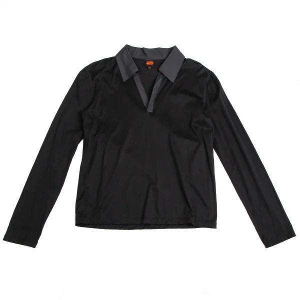 ジャンポールゴルチエJean Paul GAULTIER 襟異素材切替スキッパーカットソー 黒48 K-113878_001