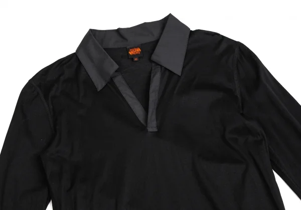 ジャンポールゴルチエJean Paul GAULTIER 襟異素材切替スキッパーカットソー 黒48 K-113878_002