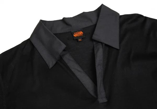 ジャンポールゴルチエJean Paul GAULTIER 襟異素材切替スキッパーカットソー 黒48 K-113878_003