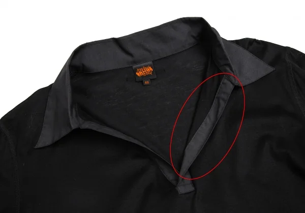 ジャンポールゴルチエJean Paul GAULTIER 襟異素材切替スキッパーカットソー 黒48 K-113878_005