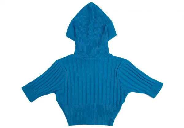 ゴルチエジーンズGAULTIER JEAN'S ウールフード付きショートリブニットセーター 青40 K-113897_010