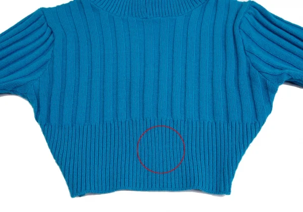 ゴルチエジーンズGAULTIER JEAN'S ウールフード付きショートリブニットセーター 青40 K-113897_011