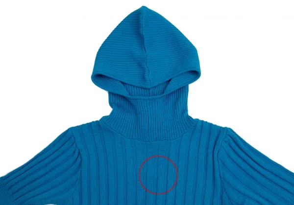 ゴルチエジーンズGAULTIER JEAN'S ウールフード付きショートリブニットセーター 青40 K-113897_003