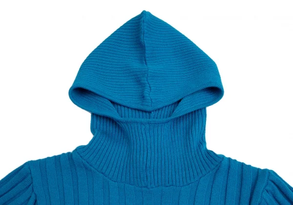 ゴルチエジーンズGAULTIER JEAN'S ウールフード付きショートリブニットセーター 青40 K-113897_005