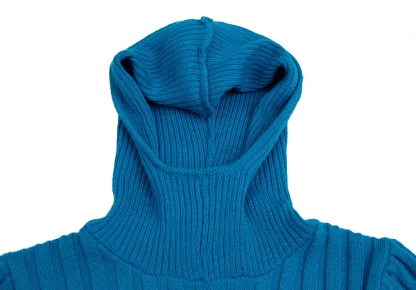 ゴルチエジーンズGAULTIER JEAN'S ウールフード付きショートリブニットセーター 青40 K-113897_006