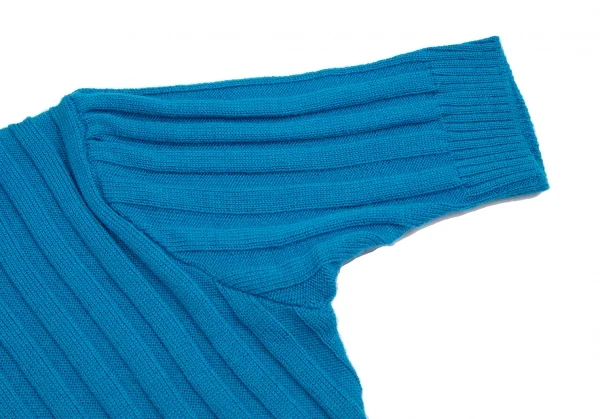 ゴルチエジーンズGAULTIER JEAN'S ウールフード付きショートリブニットセーター 青40 K-113897_007