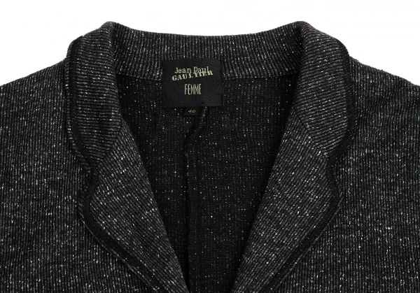 ジャンポールゴルチエ ファムJean Paul GAULTIER FEMME シルクコットンパイピングロングジャケット チャコール40 K-113905_004