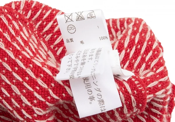 ジャンポールゴルチエ ファムJean Paul GAULTIER FEMME ノルディックフィンガーレス2WAYニットグローブ耳付きニットキャップセット 赤40 K-113910_011