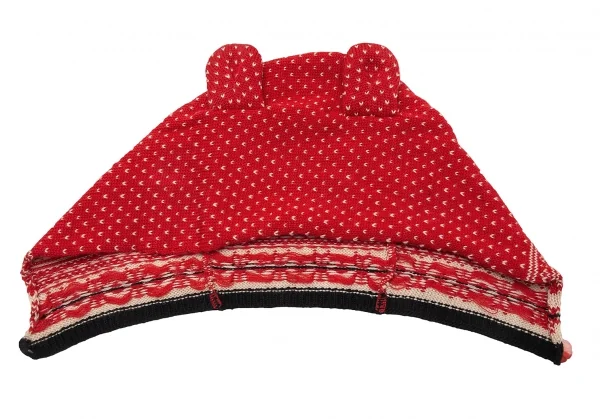 ジャンポールゴルチエ ファムJean Paul GAULTIER FEMME ノルディックフィンガーレス2WAYニットグローブ耳付きニットキャップセット 赤40 K-113910_002