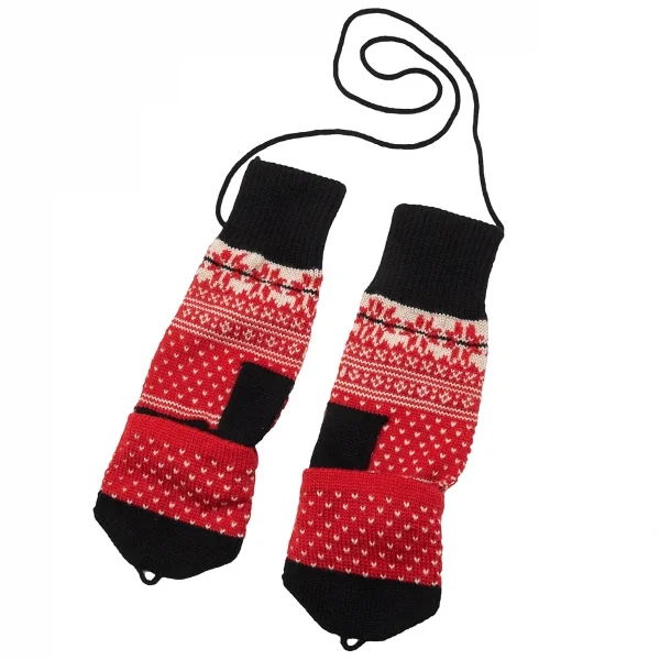 ジャンポールゴルチエ ファムJean Paul GAULTIER FEMME ノルディックフィンガーレス2WAYニットグローブ耳付きニットキャップセット 赤40 K-113910_009