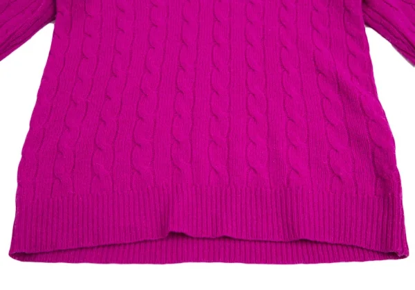 ポロラルフローレンPOLO RALPH LAUREN ポニー刺繍カシミヤ混ウールVネックケーブルニットセーター 紫S K-113914_007