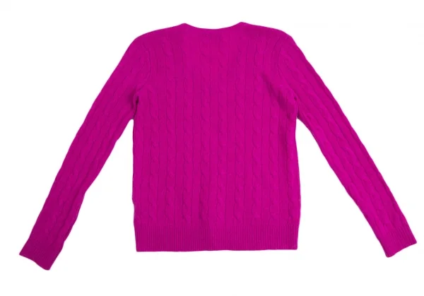 ポロラルフローレンPOLO RALPH LAUREN ポニー刺繍カシミヤ混ウールVネックケーブルニットセーター 紫S K-113914_009