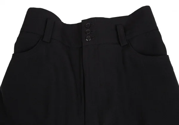 レギュレーション ヨウジヤマモトREGULATION yohji yamamoto レザーシンチバックウールギャバサルエルワイドパンツ 黒2 K-113926_007