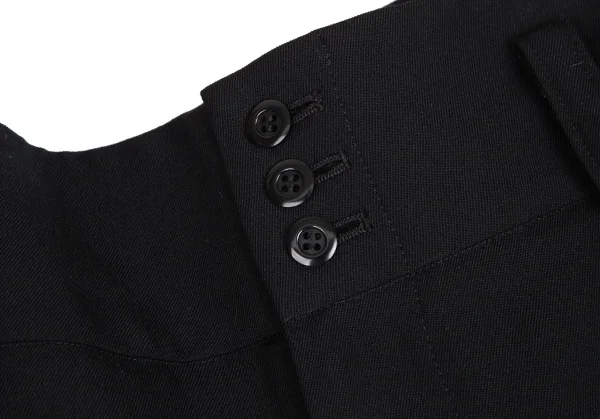 レギュレーション ヨウジヤマモトREGULATION yohji yamamoto レザーシンチバックウールギャバサルエルワイドパンツ 黒2 K-113926_008