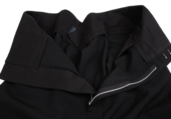 レギュレーション ヨウジヤマモトREGULATION yohji yamamoto レザーシンチバックウールギャバサルエルワイドパンツ 黒2 K-113926_009