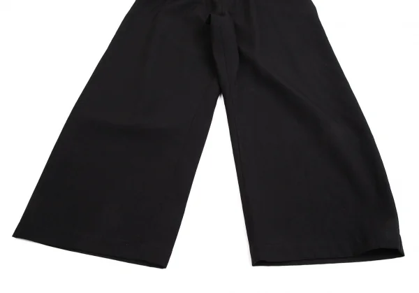 レギュレーション ヨウジヤマモトREGULATION yohji yamamoto レザーシンチバックウールギャバサルエルワイドパンツ 黒2 K-113926_011
