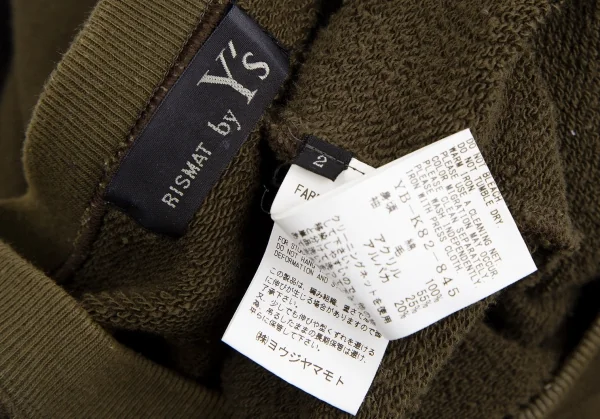リスマット バイ ワイズRISMAT by Y's コットン袖ケーブルニット切替スウェット オリーブグレー2 K-113928_016