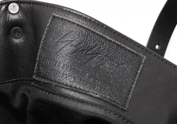 ヨウジヤマモト プールオムYohji Yamamoto POUR HOMME レザーサイドレースアップバッグ 黒 K-113934_015