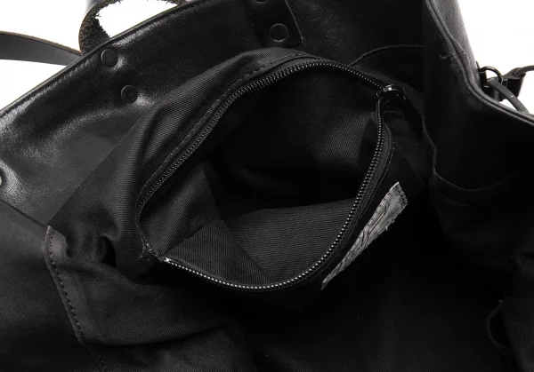ヨウジヤマモト プールオムYohji Yamamoto POUR HOMME レザーサイドレースアップバッグ 黒 K-113934_017