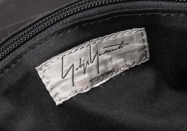 ヨウジヤマモト プールオムYohji Yamamoto POUR HOMME レザーサイドレースアップバッグ 黒 K-113934_019