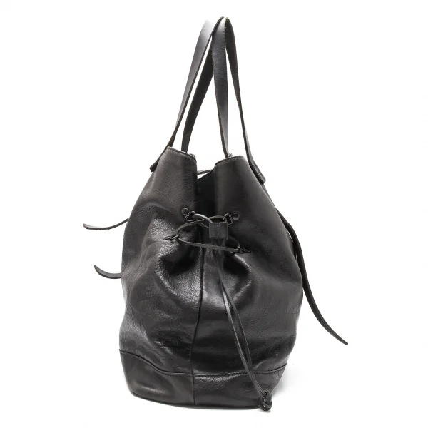 ヨウジヤマモト プールオムYohji Yamamoto POUR HOMME レザーサイドレースアップバッグ 黒 K-113934_003