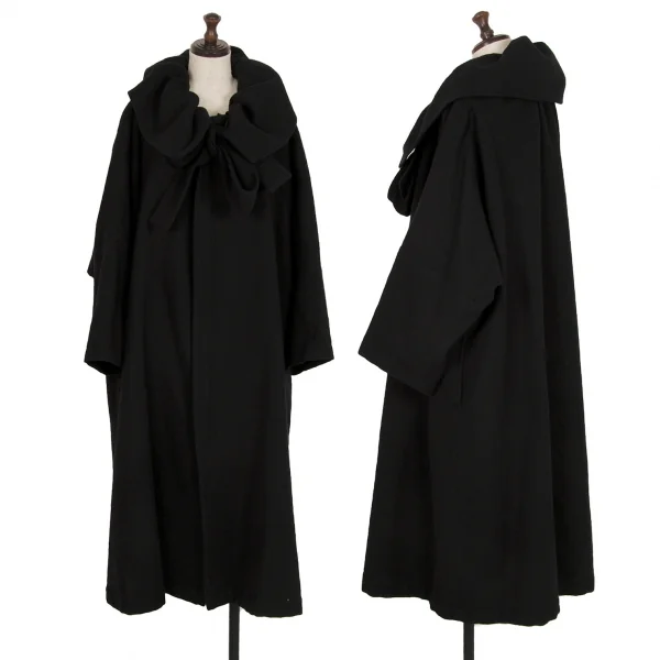 リミフゥLIMI feu ギャザーワイドカラーウールジップコート 黒S K-113952_001