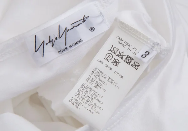 ヨウジヤマモト プールオムYohji Yamamoto POUR HOMME スリットロングTシャツ 白3 K-113960_013