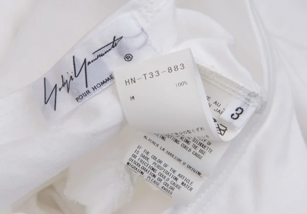 ヨウジヤマモト プールオムYohji Yamamoto POUR HOMME スリットロングTシャツ 白3 K-113960_014