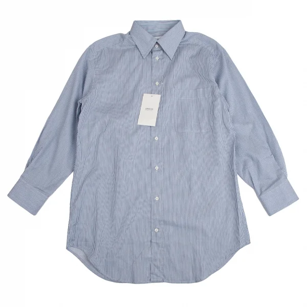 アルマーニコレツィオーニARMANI COLLEZIONI オルタネイトストライプスナップダウンシャツ 白青グレー38 K-113976_001