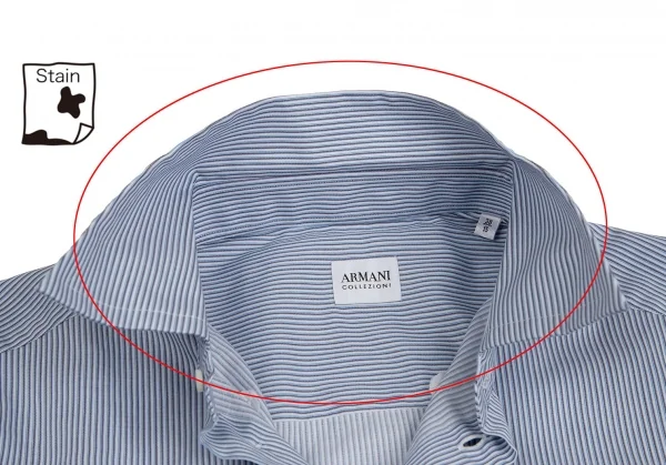 アルマーニコレツィオーニARMANI COLLEZIONI オルタネイトストライプスナップダウンシャツ 白青グレー38 K-113976_003