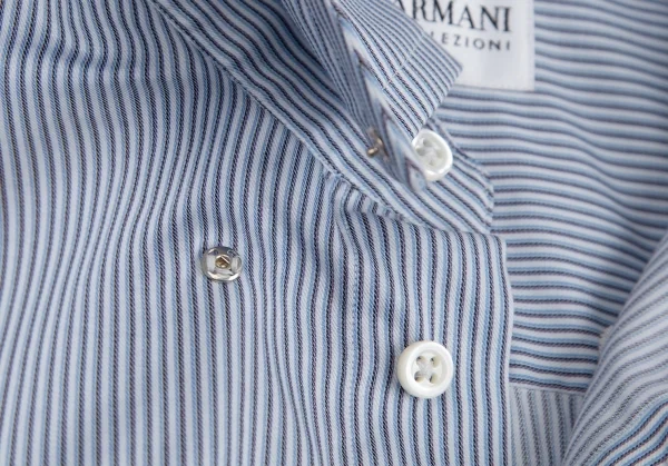 アルマーニコレツィオーニARMANI COLLEZIONI オルタネイトストライプスナップダウンシャツ 白青グレー38 K-113976_004