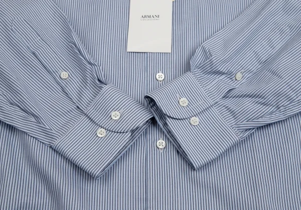 アルマーニコレツィオーニARMANI COLLEZIONI オルタネイトストライプスナップダウンシャツ 白青グレー38 K-113976_007