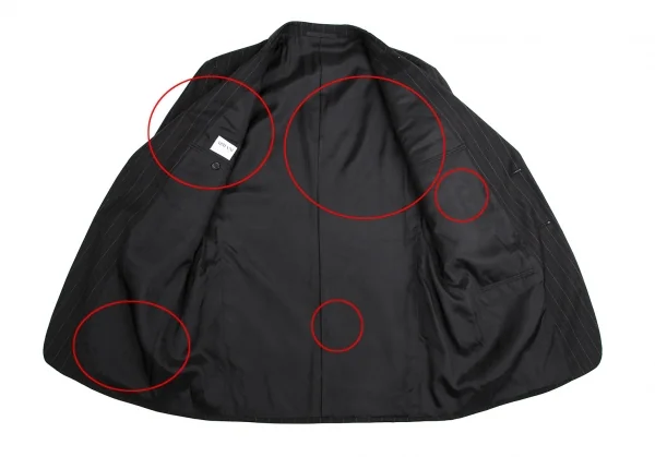 アルマーニコレツィオーニARMANI COLLEZIONI オルタネイトストライプ2Bノッチドラペルジャケット チャコール52 K-113977_011