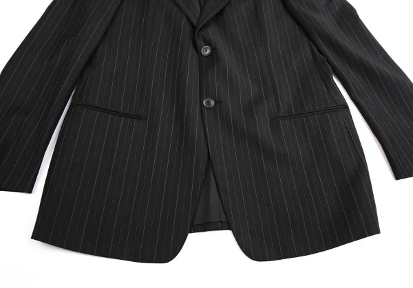 アルマーニコレツィオーニARMANI COLLEZIONI オルタネイトストライプ2Bノッチドラペルジャケット チャコール52 K-113977_008