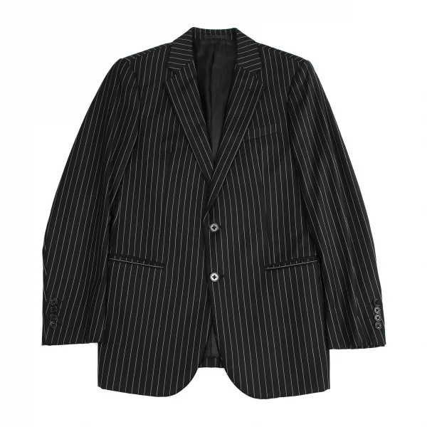 アルマーニコレツィオーニARMANI COLLEZIONI METROPOLITAN チョークストライプ2Bウールジャケット 黒46 K-113978_001