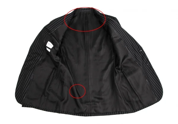 アルマーニコレツィオーニARMANI COLLEZIONI METROPOLITAN チョークストライプ2Bウールジャケット 黒46 K-113978_010