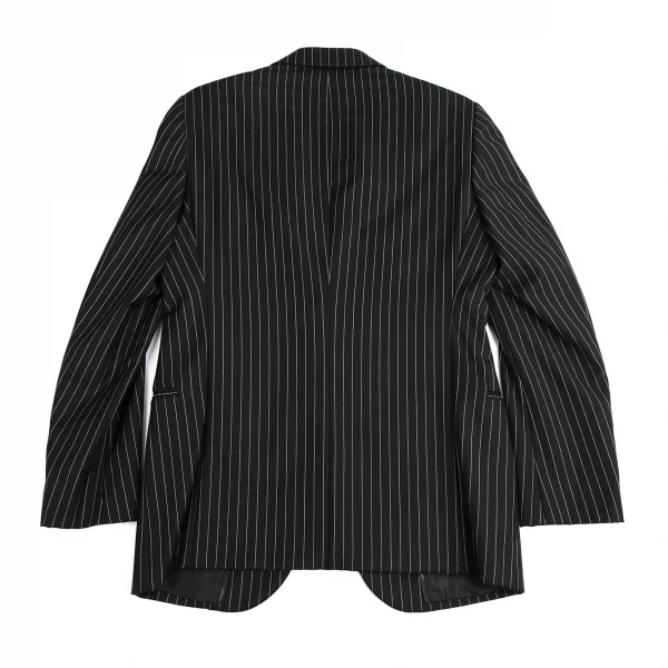 アルマーニコレツィオーニARMANI COLLEZIONI METROPOLITAN チョークストライプ2Bウールジャケット 黒46 K-113978_013