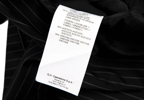 アルマーニコレツィオーニARMANI COLLEZIONI METROPOLITAN チョークストライプ2Bウールジャケット 黒46 K-113978_017