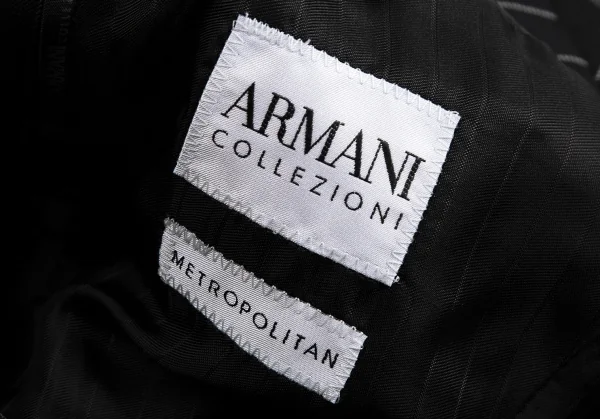 アルマーニコレツィオーニARMANI COLLEZIONI METROPOLITAN チョークストライプ2Bウールジャケット 黒46 K-113978_018