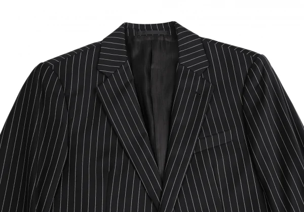 アルマーニコレツィオーニARMANI COLLEZIONI METROPOLITAN チョークストライプ2Bウールジャケット 黒46 K-113978_002