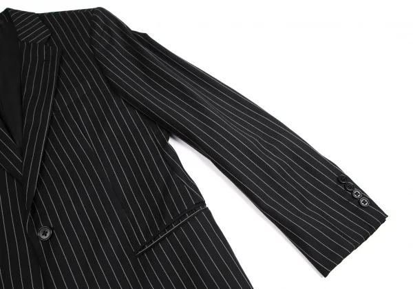 アルマーニコレツィオーニARMANI COLLEZIONI METROPOLITAN チョークストライプ2Bウールジャケット 黒46 K-113978_004